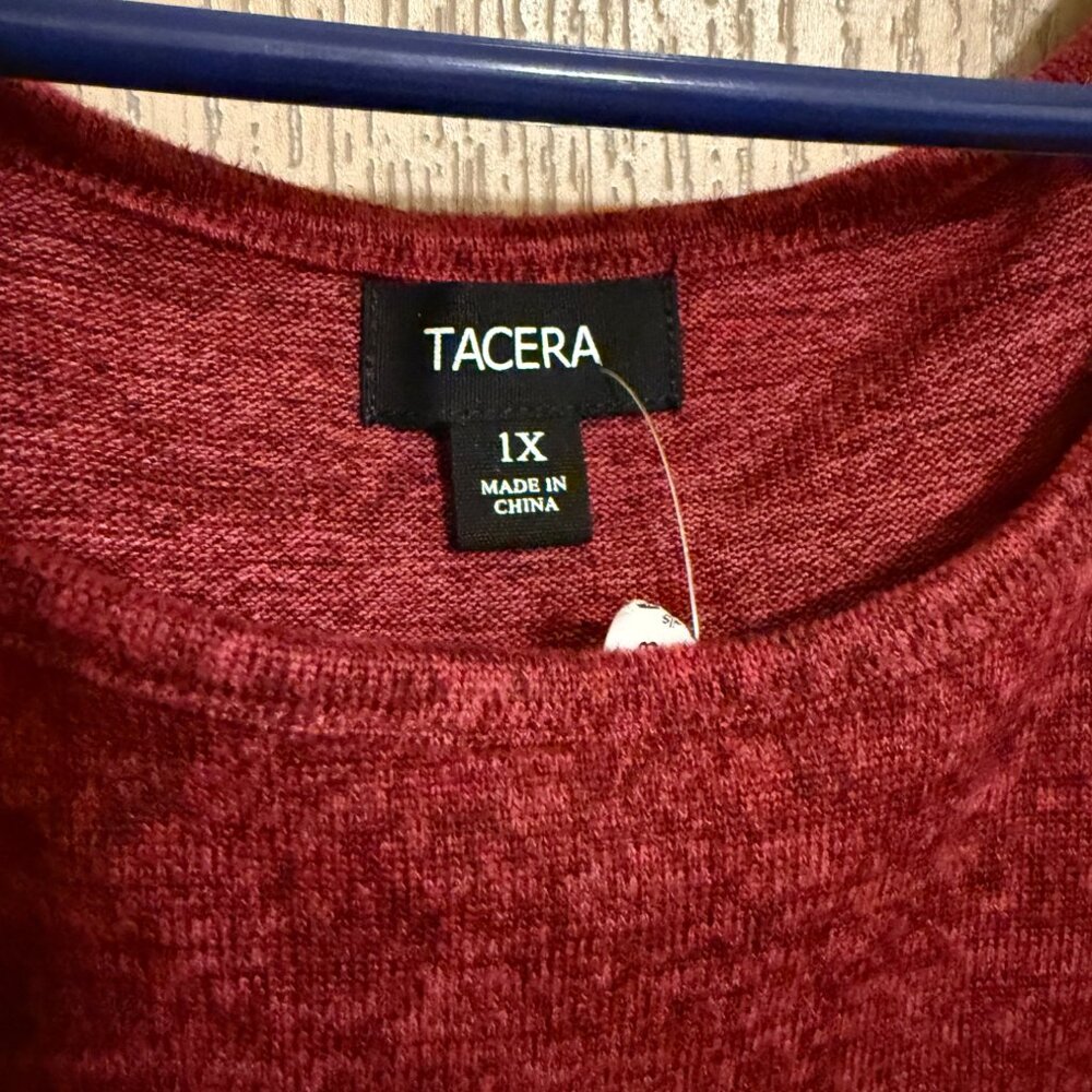 Tacera Women’s Dress, Burgundy with pearl accents, Size 1X - Picture 4 of 6